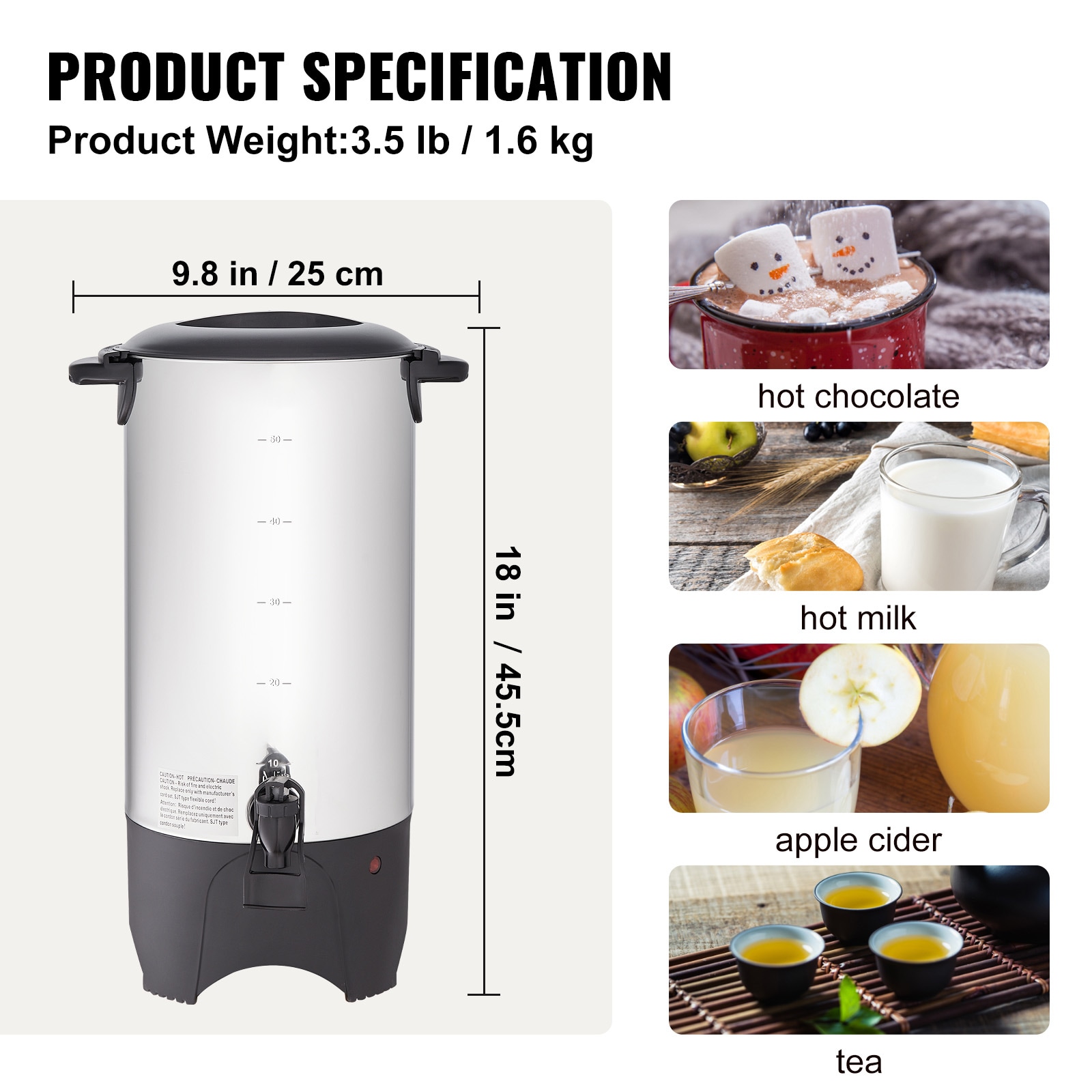 Commercial Coffee Urn Stainless Steel Coffee Maker 50 Cup Dispenser_voghion.com